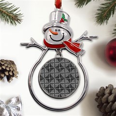 Pattern Op Art Black White Grey Metal Snowman Ornament by Ravend