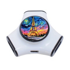 Eiffel Tower Starry Night Print Van Gogh 3-port Usb Hub by Modalart