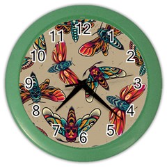 Tattoos Colorful Seamless Pattern Color Wall Clock by Bedest