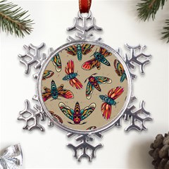 Tattoos Colorful Seamless Pattern Metal Large Snowflake Ornament by Bedest