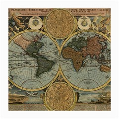 Vintage World Map Travel Geography Medium Glasses Cloth by Pakjumat