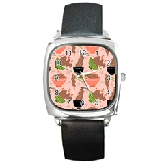 Japanese Street Food Soba Noodle In Bowl Square Metal Watch by Pakjumat