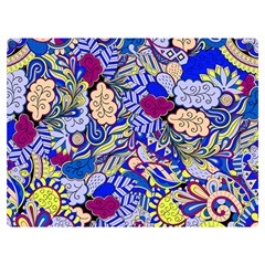 Blue Yellow Background Pattern Vector Texture Paisley Premium Plush Fleece Blanket (extra Small) by Pakjumat