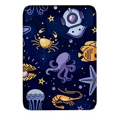 Marine Seamless Pattern Thin Line Memphis Style Rectangular Glass Fridge Magnet (4 Pack) by Pakjumat
