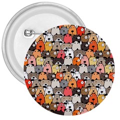 Cute Dog Seamless Pattern Background 3  Buttons by Pakjumat