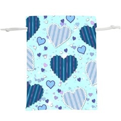 Hearts Pattern Paper Wallpaper Blue Background Lightweight Drawstring Pouch (xl) by Pakjumat