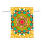 Mandala Patterns Yellow Lightweight Drawstring Pouch (L) Front
