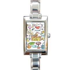 Baby Equipment Child Sketch Hand Rectangle Italian Charm Watch by Hannah976
