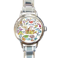 Baby Equipment Child Sketch Hand Round Italian Charm Watch by Hannah976