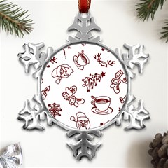 Red And White Christmas Breakfast  Metal Small Snowflake Ornament by ConteMonfrey