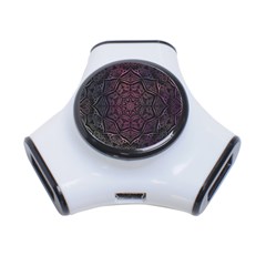 Mandala Neon Symmetric Symmetry 3-port Usb Hub by Hannah976