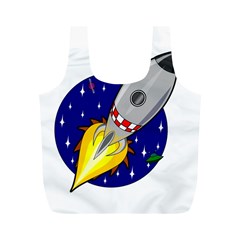 Rocket Ship Launch Vehicle Moon Full Print Recycle Bag (m) by Sarkoni