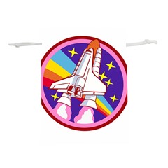 Badge Patch Pink Rainbow Rocket Lightweight Drawstring Pouch (l) by Sarkoni