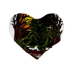 Grim Reaper Above Art  Monster Moon Letter Poster Standard 16  Premium Flano Heart Shape Cushions by Sarkoni