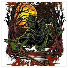 Grim Reaper Above Art  Monster Moon Letter Poster Lightweight Scarf  by Sarkoni