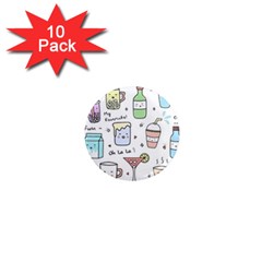 Drinks Cocktails Doodles Coffee 1  Mini Magnet (10 Pack)  by Apen