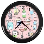 Drink Cocktail Doodle Coffee Wall Clock (Black) Front