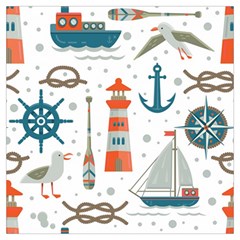 Nautical Elements Pattern Background Lightweight Scarf  by Grandong