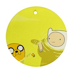 Adventure Time Jake The Dog Finn The Human Artwork Yellow Ornament (round) by Sarkoni