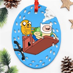Cartoon Adventure Time Jake And Finn Ornament (oval Filigree) by Sarkoni