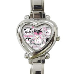 Big Set With Cute Cartoon Animals Bear Panda Bunny Penguin Cat Fox Heart Italian Charm Watch by Bedest