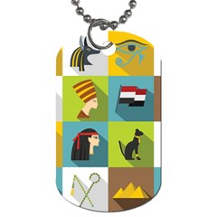 Egypt Travel Items Icons Set Flat Style Dog Tag (two Sides) by Bedest