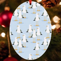 Cute Seagulls Seamless Pattern Light Blue Background Uv Print Acrylic Ornament Oval by Bedest