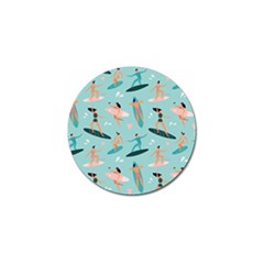 Beach Surfing Surfers With Surfboards Surfer Rides Wave Summer Outdoors Surfboards Seamless Pattern Golf Ball Marker by Bedest