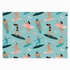 Beach Surfing Surfers With Surfboards Surfer Rides Wave Summer Outdoors Surfboards Seamless Pattern Large Glasses Cloth (2 Sides) by Bedest