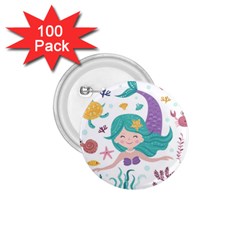 Set Cute Mermaid Seaweeds Marine In Habitants 1 75  Buttons (100 Pack)  by Bedest