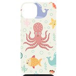 Underwater Seamless Pattern Light Background Funny iPhone 14 Plus Black UV Print Case Front