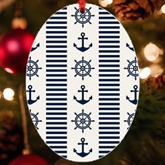 Nautical Seamless Pattern Vector Illustration Uv Print Acrylic Ornament Oval by Bedest