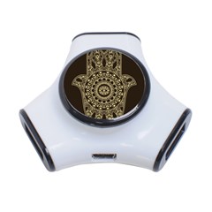 Hamsa Hand Drawn Symbol With Flower Decorative Pattern 3-port Usb Hub by Hannah976