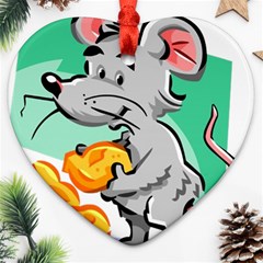 Mouse Cheese Tail Rat Mice Hole Ornament (heart) by Sarkoni