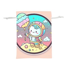 Boy Astronaut Cotton Candy Lightweight Drawstring Pouch (l) by Bedest