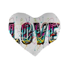 Graffiti Love Standard 16  Premium Flano Heart Shape Cushions by essentialimage