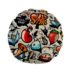 Comical Words Animals Comic Omics Crazy Graffiti Standard 15  Premium Round Cushions by Bedest