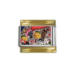 Stickerbomb Crazy Graffiti Graphite Monster Gold Trim Italian Charm (9mm) by Bedest