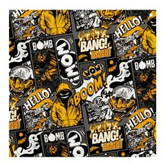 Boom Bang Art Crazy Drawing Graffiti Hello Retro Sayings Yellow Banner And Sign 4  X 4  by Bedest