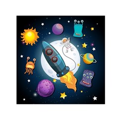 Spaceship Astronaut Space Square Satin Scarf (30  X 30 ) by Hannah976