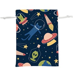 Seamless Pattern With Funny Aliens Cat Galaxy Lightweight Drawstring Pouch (xl) by Hannah976