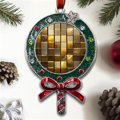 Golden Mosaic Tiles  Metal X mas Lollipop With Crystal Ornament by essentialimage
