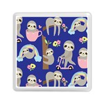 Hand Drawn Cute Sloth Pattern Background Memory Card Reader (Square) Front