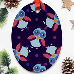 Owl Pattern Background Oval Ornament (two Sides) by Hannah976