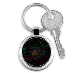 Mathematical Colorful Formulas Drawn By Hand Black Chalkboard Key Chain (round) by Ravend