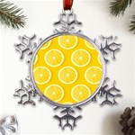 Lemon Fruits Slice Seamless Pattern Metal Large Snowflake Ornament Front
