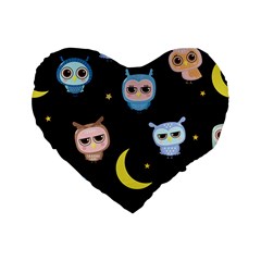 Cute Art Print Pattern Standard 16  Premium Flano Heart Shape Cushions by Apen