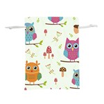 Forest Seamless Pattern With Cute Owls Lightweight Drawstring Pouch (S) Front