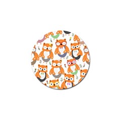 Cute Colorful Owl Cartoon Seamless Pattern Golf Ball Marker (4 Pack) by Apen