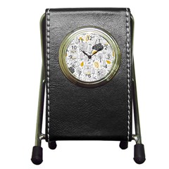 Doodle Seamless Pattern With Autumn Elements Pen Holder Desk Clock by Ravend
